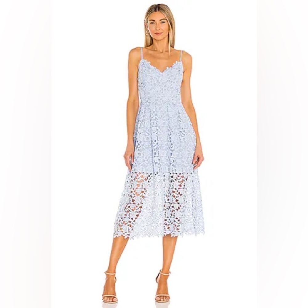 ASTR the Label Blue Lace Periwinkle Midi Dress Size L